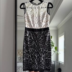 Tadashi Shoji Black and White Mosaic Mini cocktail dress